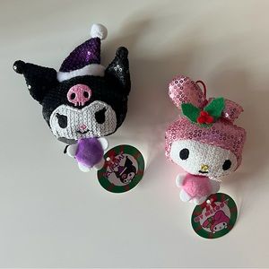My Melody & Kuromi 2021 Sanrio Holiday Sequin Plush Ornaments